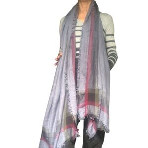 HUGE Portola Fringe Plaid Accent Scarf - Super soft 84 x 52